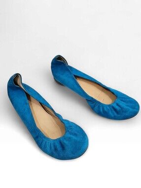 J. CREW Aqua Blue Suede Ballet Flats 7.5M
